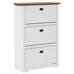 vidaXLL stojalo za čevlje "BODO" Bela in rjava 80x35x118 cm