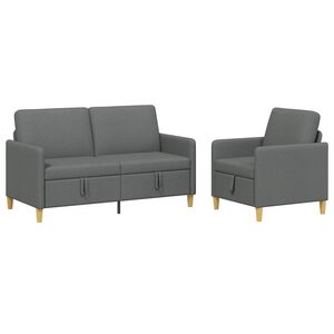 vidaXL Sofa set z shrambo 2 kos Temno siva Poliester