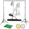 vidaXL Foto studijski komplet s svetilkami, ozadjem in odbojnikom
