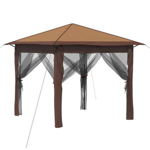 vidaXL Paviljon s 4 bočnimi stenami 2,6 x 2,6 m Bež in rjava