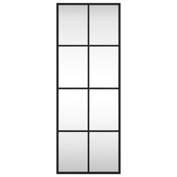 vidaXL Stensko ogledalo črno 30x80 cm pravokotno železo