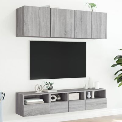 vidaXL Stenska TV omarica siva sonoma 40x30x30 cm inženirski les