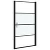 vidaXL Vrata za tuš 100x178 cm delno motno kaljeno steklo črna