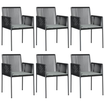 vidaXL Vrtni stoli z blazinami 6 kosov črni 54x60,5x83,5 cm poli ratan