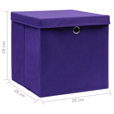 vidaXL Škatle s pokrovi 10 kosov 28x28x28 cm vijolične