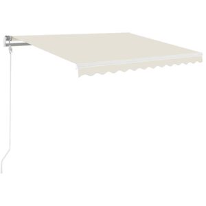 vidaXL Ročno zložljiva tenda z LED lučmi 350x250 cm krem