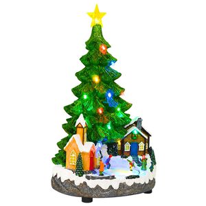 vidaXL Glasbeno božično drevesce SALO 16 x 15 x 27,5 cm Smola Zelena