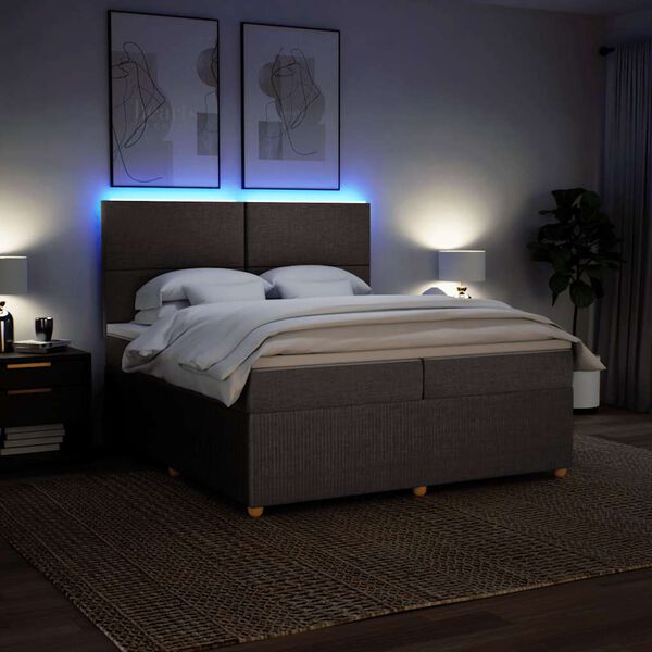 vidaXL Box spring postelja z vzmetnico taupe 200x200 cm blago