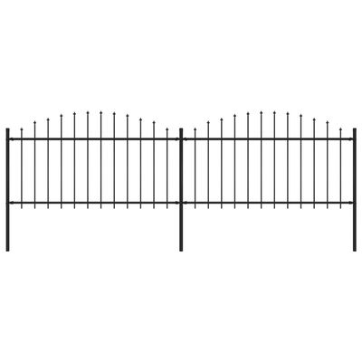 vidaXL Vrtna ograja s koničastimi vrhovi jeklo (1,25-1,5)x3,4 m črna