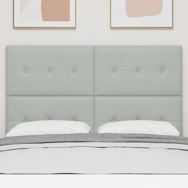 vidaXL LED glava postelje z LED lučmi Svetlo siva 160 cm Poliester