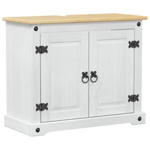 vidaXL Omarica za umivalnik Bela 73 x 33 x 60 cm Masivno borovo les