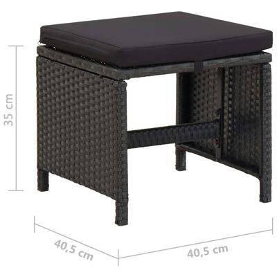 vidaXL Vrtni stolčki z blazinami 2 kosa poli ratan črne barve