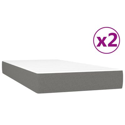 vidaXL Box spring postelja z vzmetnico temno siva 200x200 cm blago