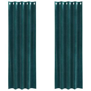 vidaXL Zatemnitvene zavese 2 pcs Temno zelena 140 x 225 cm Žamet