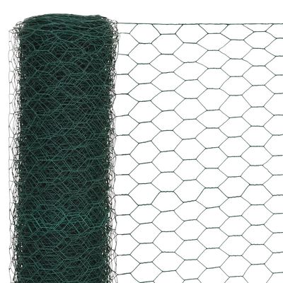 vidaXL Žična mreža za ograjo jeklo s PVC oblogo 25x1,2 m zelena