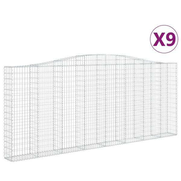 vidaXL Obokane gabion ko&scaron;are 9 kosi 400x30x160/180 cm pocinkano železo