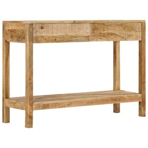 vidaXL Konzolna miza z 2 predaloma 110x35x75 cm trden mangov les