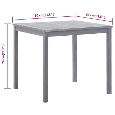 vidaXL Vrtna miza siva 80x80x74 cm trden akacijev les