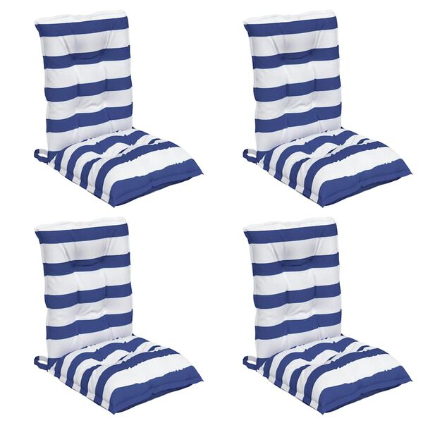 vidaXL Blazine za stole 4 kosi modro bele črte oxford tkanina