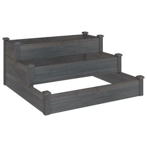 vidaXL Vrtna visoka greda siva 120x120x56 cm trden les jelke