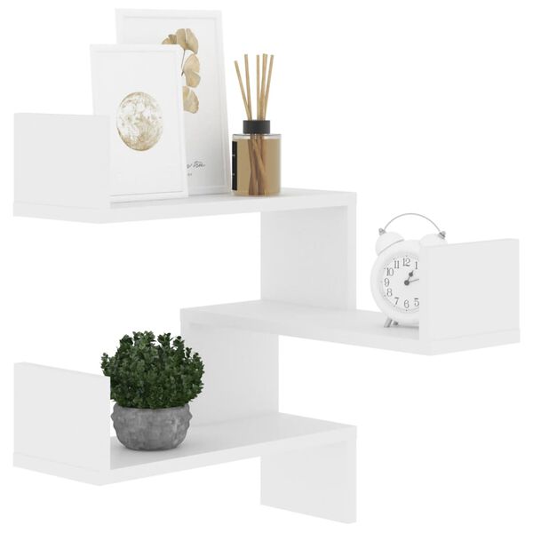 vidaXL Stenska kotna polica bela 40x40x50 cm iverna plošča
