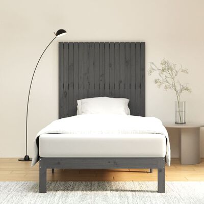 vidaXL Stensko posteljno vzglavje sivo 108x3x110 cm trdna borovina