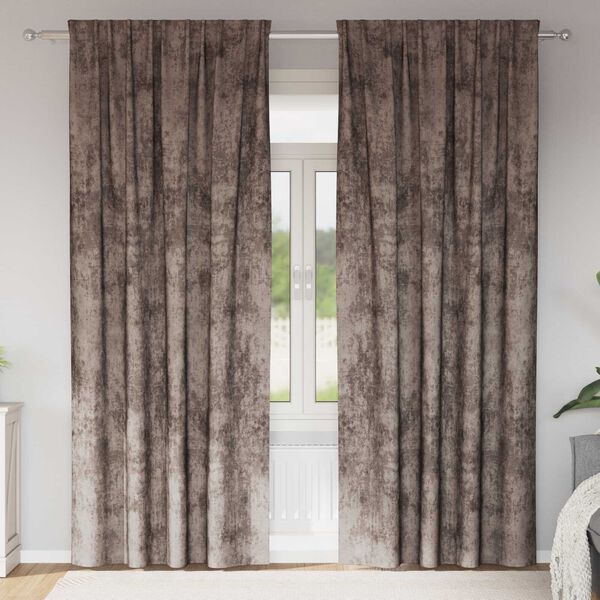 vidaXL Velvete zavese z zavesami 2 pcs Kapučino 225 x 140 cm Žamet