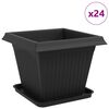 vidaXL Lončki za rastline 24 pcs Črna 38 x 38 x 30 cm Plastika