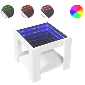 vidaXL Klubska mizica LED bela 53x53x45 cm inženirski les