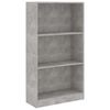 vidaXL Knjižna omara 3-nadstropna betonsko siva 60x24x109 cm