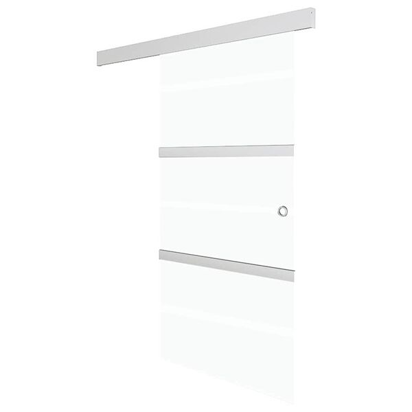 vidaXL Drsna vrata ESG steklo in aluminij 76x212 cm srebrna