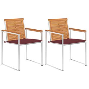 vidaXL Vrtni stoli z blazinami 2 kosa trden akacijev les in jeklo