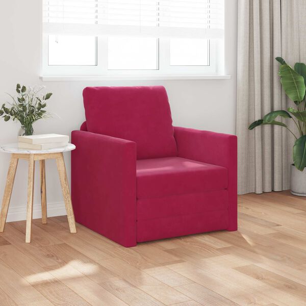 vidaXL Sofa postelja 60cm Vinorodna rdeča Žamet