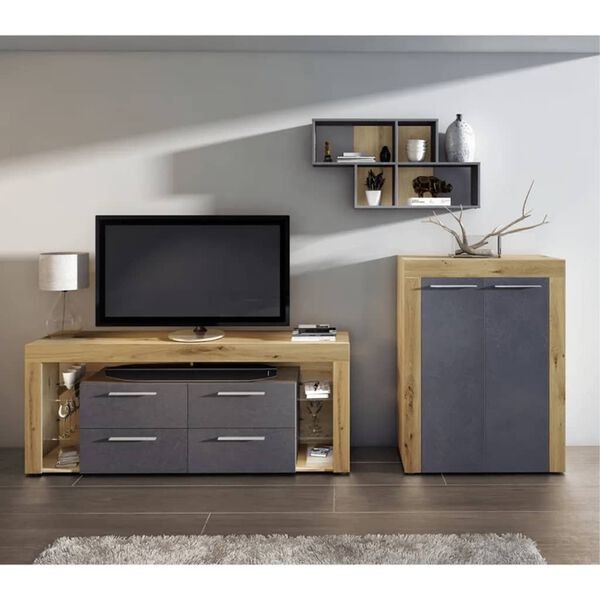 FMD Stenska polica s 4 predelki Matera Artisan hrast