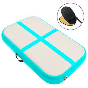 vidaXL Napihljiva gimnastična podloga s tlačilko 60x100x10 cm zelena
