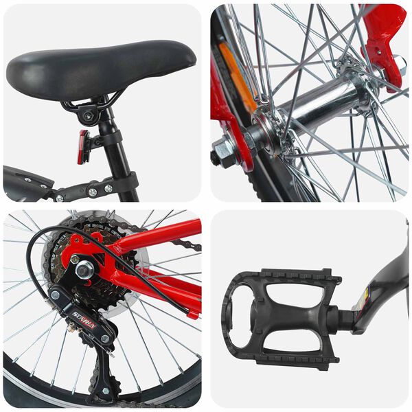 vidaXL Otro&scaron;ko Kolo 20 Palcev 6-Speed za starost od 6 do 11 let Rdeča