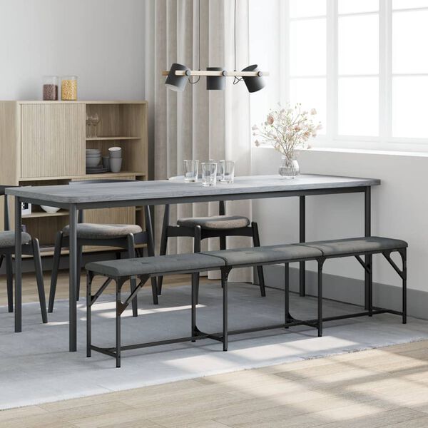 vidaXL Jedilna klop temno siva 186x32x45 cm jeklo in blago