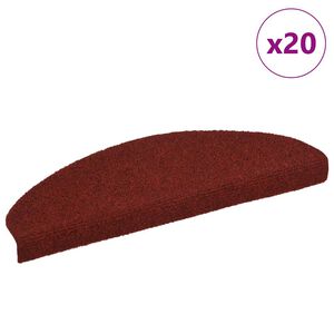 vidaXL Preproge za stopnice samolepilne 20 kosov 65x21x4 cm bordo rdeče polkrožne velike