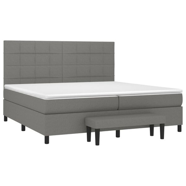 vidaXL Box spring postelja z vzmetnico temno siva 200x200 cm blago