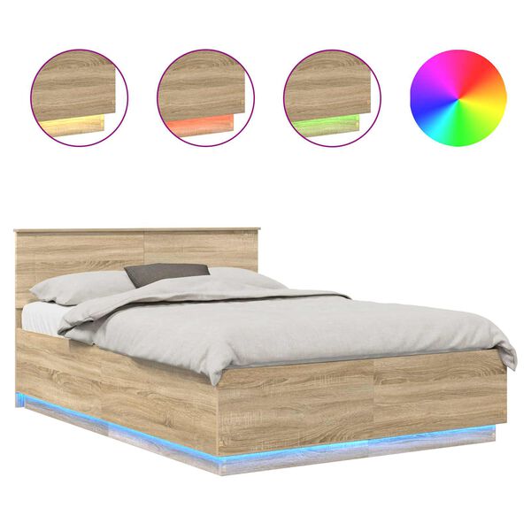 vidaXL Konstrukcija postelje Sonoma hrast 150 x 200 cm Konstruiran les