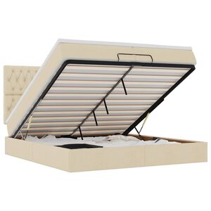 vidaXL Otomanski posteljni okvir z vzmetnicami krem 200x200 cm blago