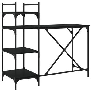 vidaXL Računalni&scaron;ka miza s policami črna 120x47x109 cm