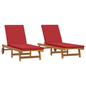 vidaXL Ležalnik 2-oseba 2 pcs Rjava Masiven les akacije
