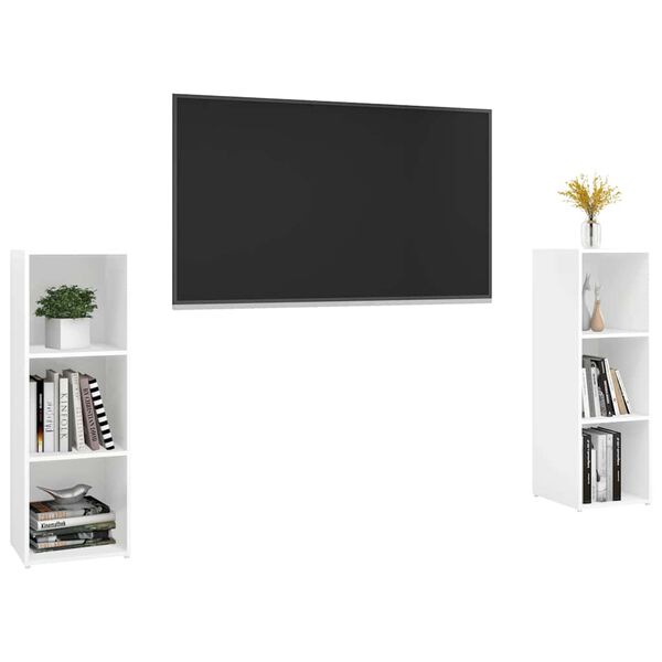 vidaXL TV omarice 2 kosa bele 107x35x37 cm iverna plo&scaron;ča