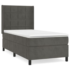 vidaXL Box spring postelja z vzmetnico temno siva 80x200 cm žamet