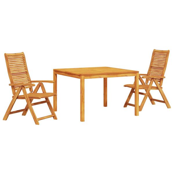 vidaXL Komplet za jedilnico v vrtu 3 pcs Rjava Masiven les akacije