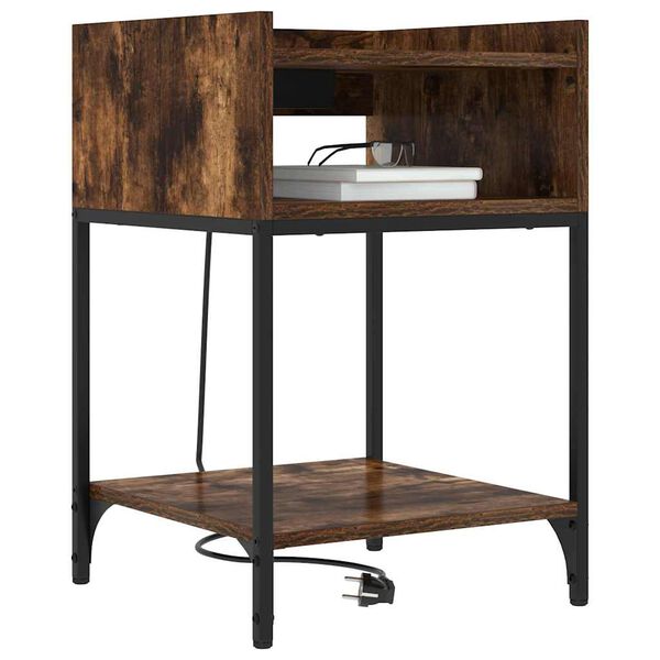 vidaXL Nočna omarica Dimljeni oreh 40 x 40 x 61 cm Konstruiran les