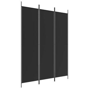 vidaXL Paravan 3-delni 150x200 cm črna blago
