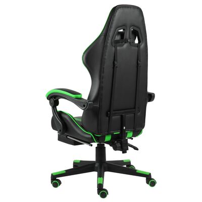 vidaXL Racing stol z oporo za noge črno in zeleno umetno usnje