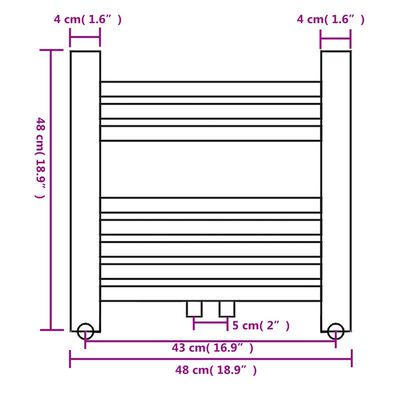 Kopalniški cevni radiator za centralno ogrevanje raven 480x480 mm